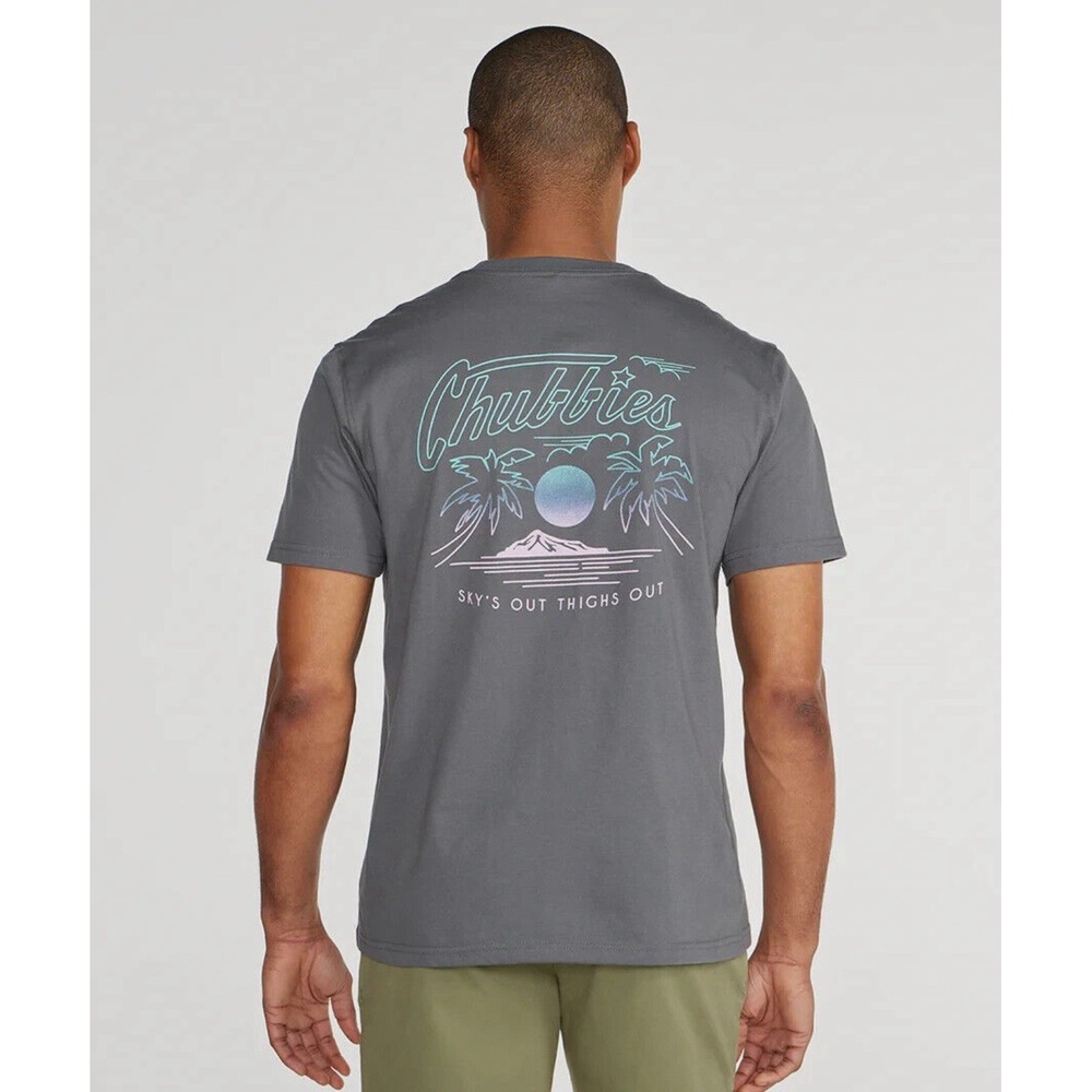 Chubbies Dark Gray The Neon Gradient Charcoal Short Sleeve T-Shirt SZ XXL‎